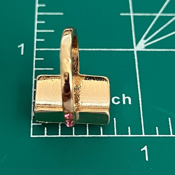 Rose Gold Crystal Cocktail Ring Pink Aqua Blue Princess Cut Size 6 Plated - Picture 14 of 14
